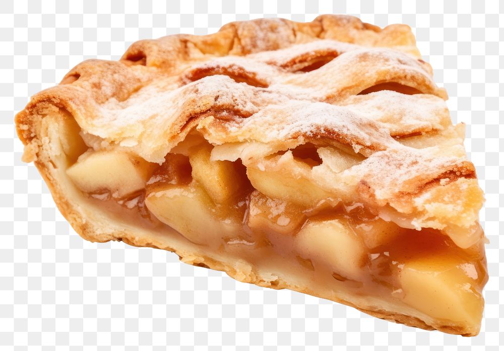 PNG Juicy apple pie dessert food white background.