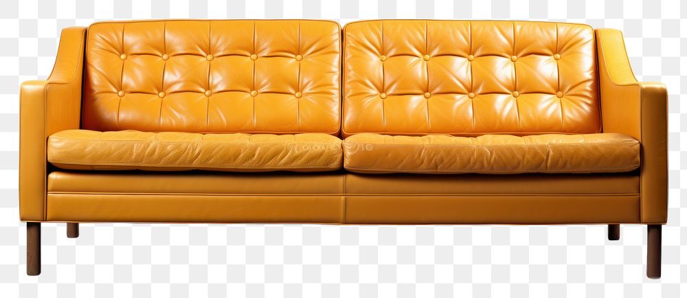 PNG Leather sofa furniture white background comfortable.