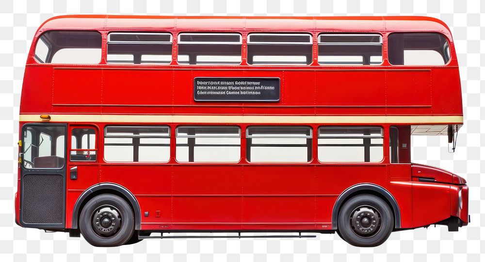 PNG London red bus transportation vehicle double decker bus.