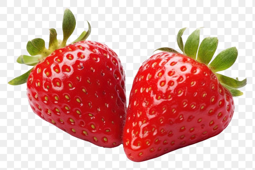 PNG Ripe strawberry halves fruit plant food.