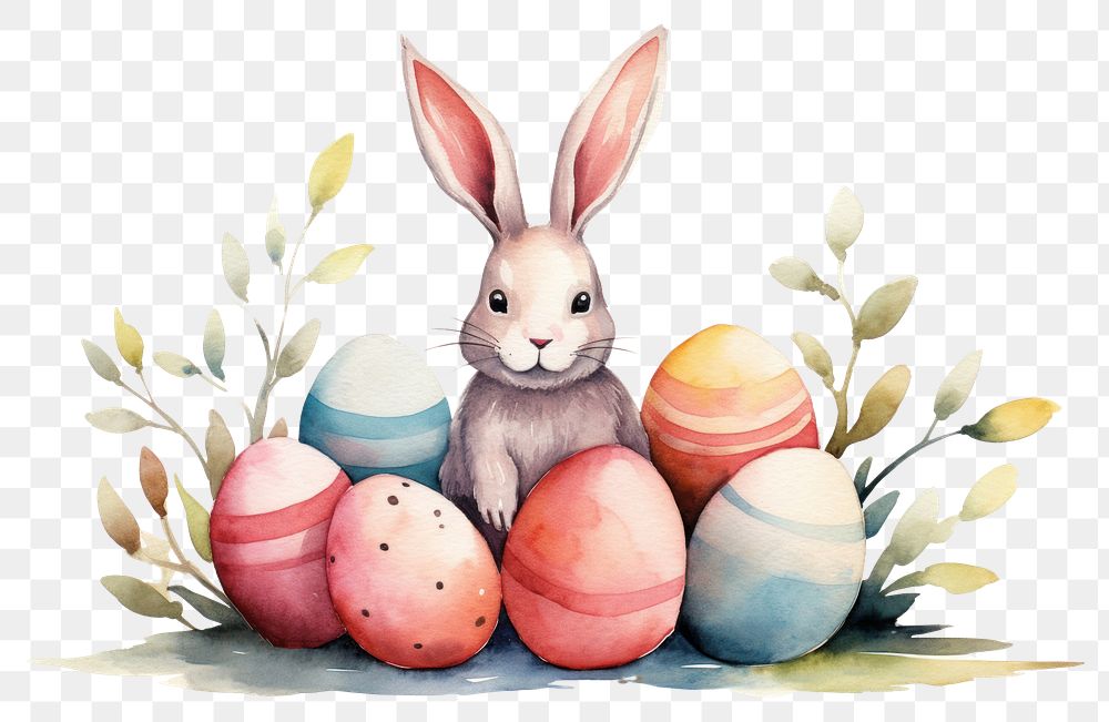 PNG Easter eggs and rabbit animal representation celebration.