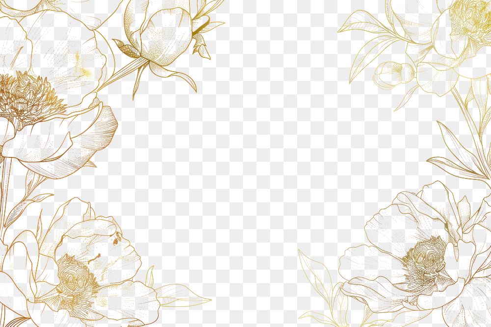 PNG Peony border frame drawing sketch backgrounds