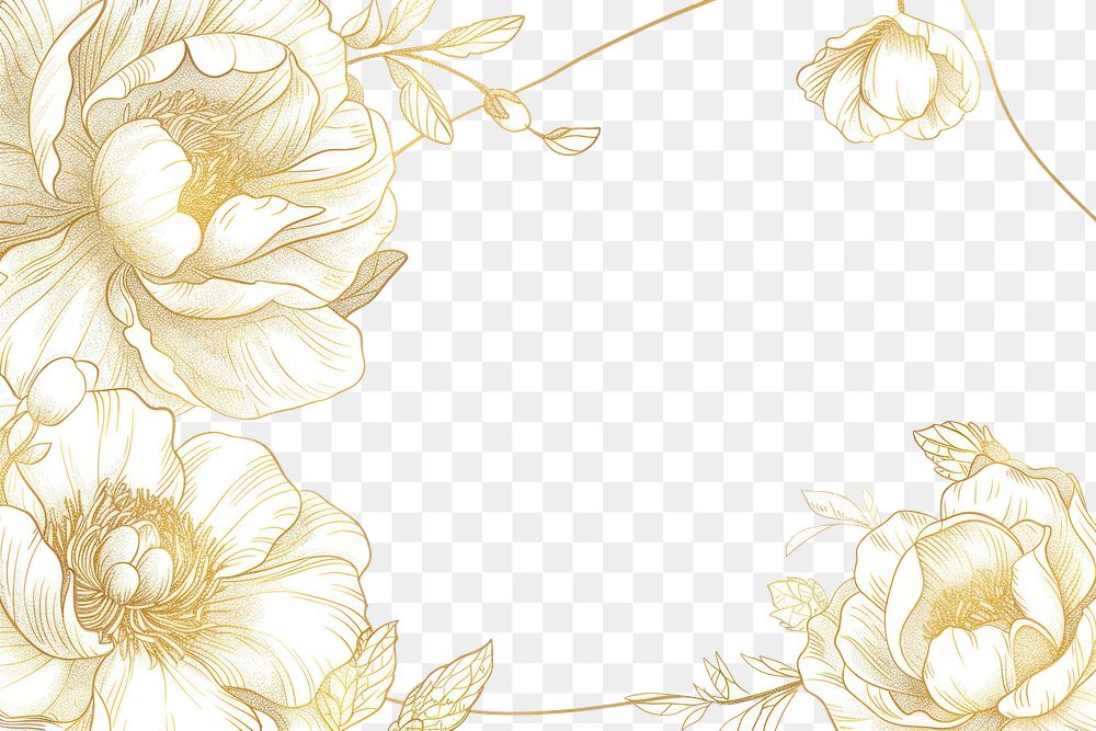 PNG Peony border frame drawing sketch backgrounds.
