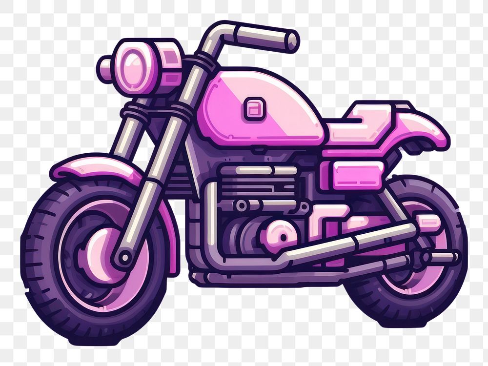 PNG Motorcycle pixel vehicle purple wheel.