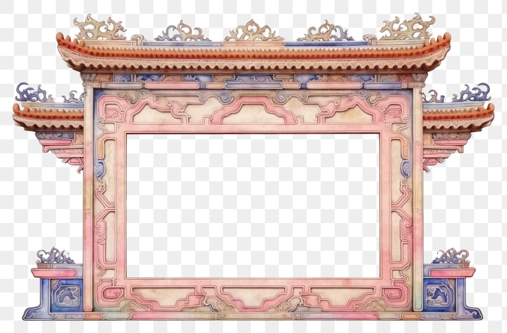 PNG Vintage frame of chinese white background architecture creativity.
