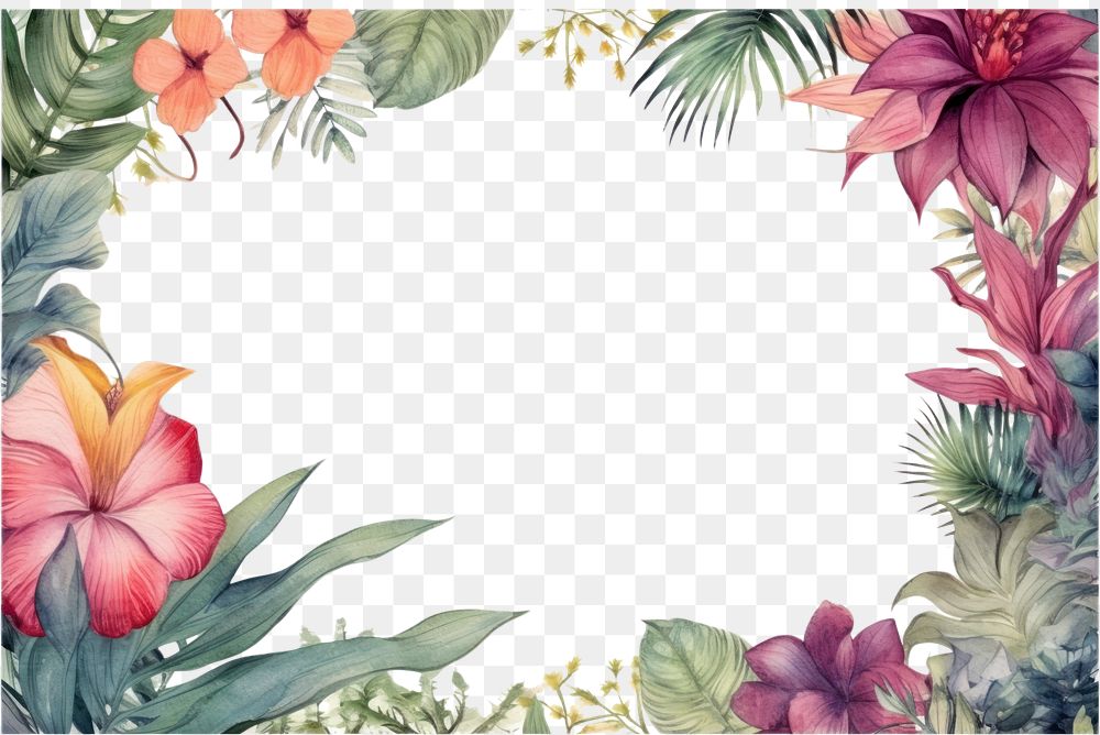 PNG Vintage frame of tropical backgrounds pattern flower.