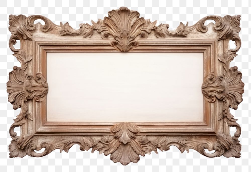 PNG Vintage frame of wood white background architecture decoration.