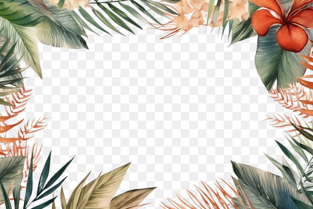 PNG Vintage frame tropical leafs backgrounds outdoors pattern.