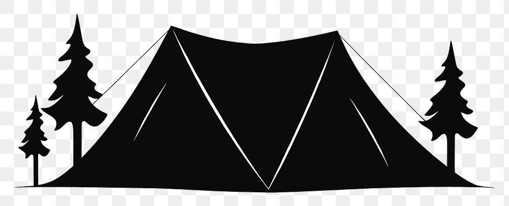 PNG Camping tent silhouette clip art outdoors white background cartoon.
