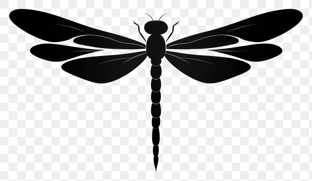 PNG Dragonfly silhouette clip art insect animal white background.