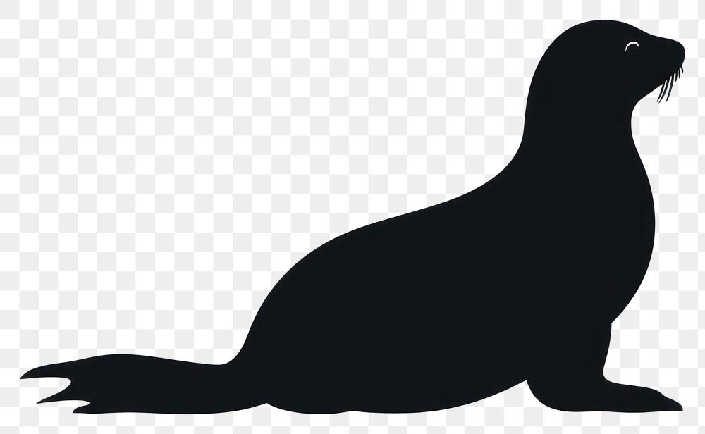 PNG Sea lion silhouette clip art animal mammal white background.