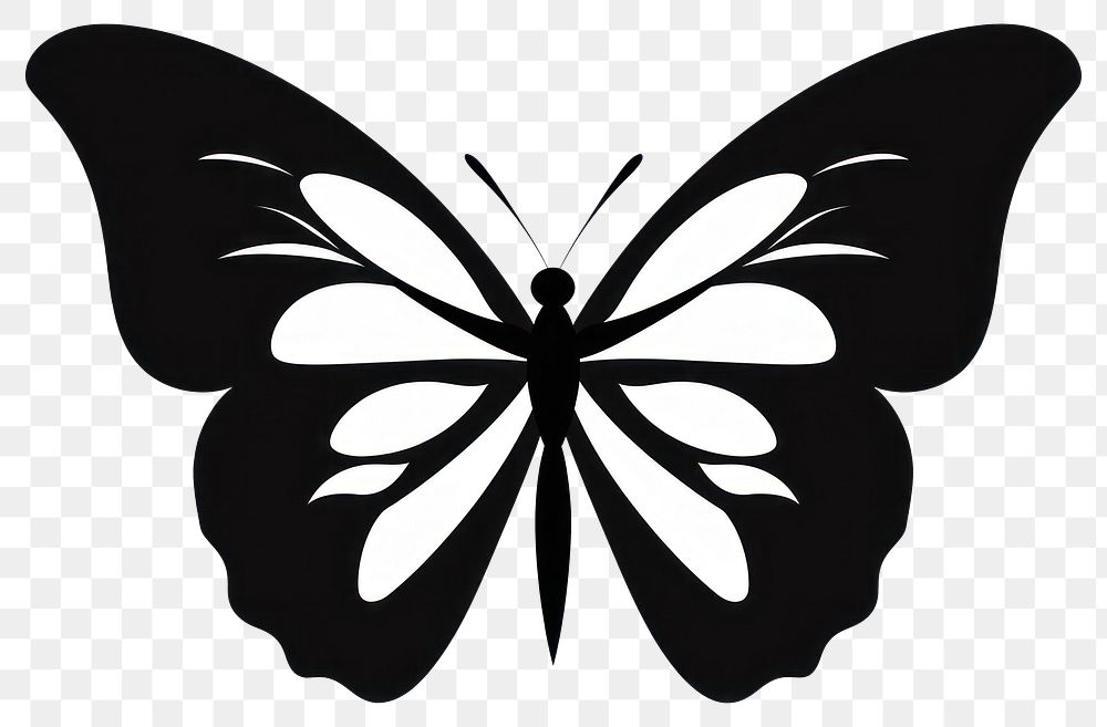 PNG Butterfly silhouette clip art white white background monochrome.