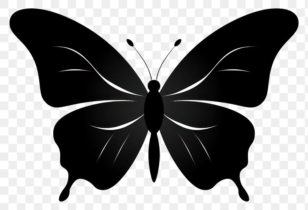 PNG Butterfly silhouette clip art animal white white background.