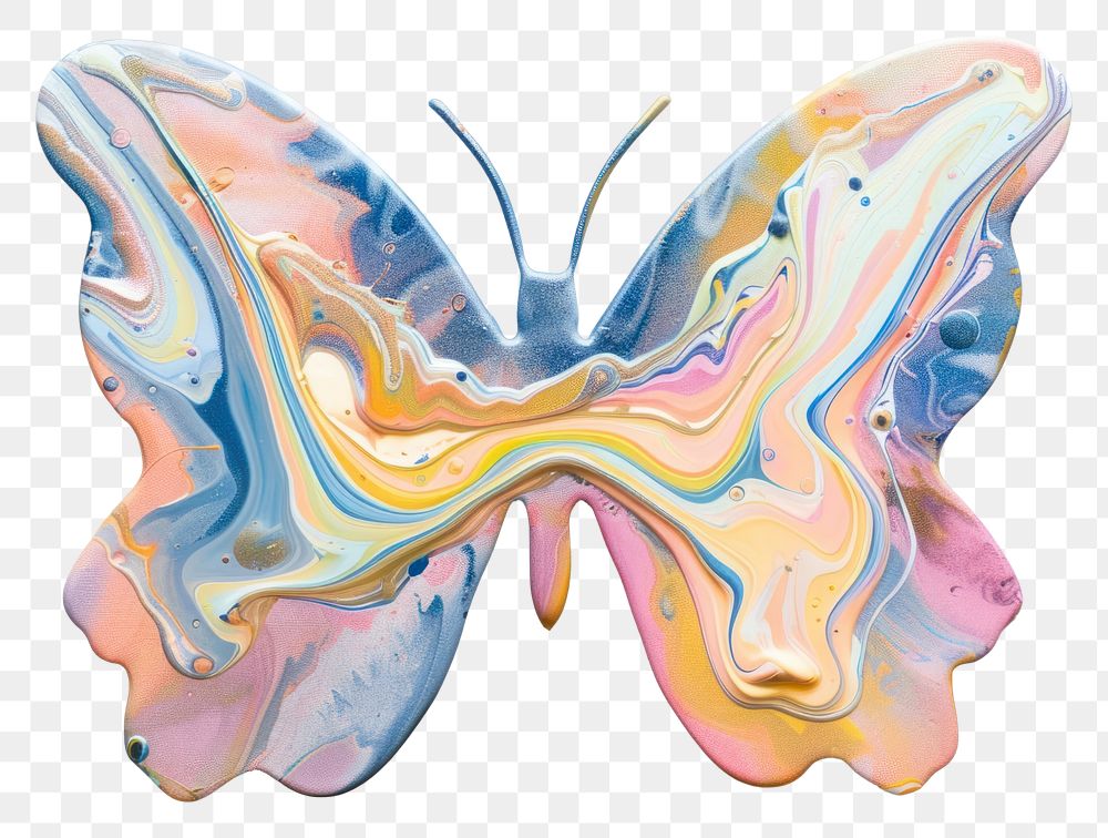 Acrylic pouring paint butterfly white background accessories creativity.