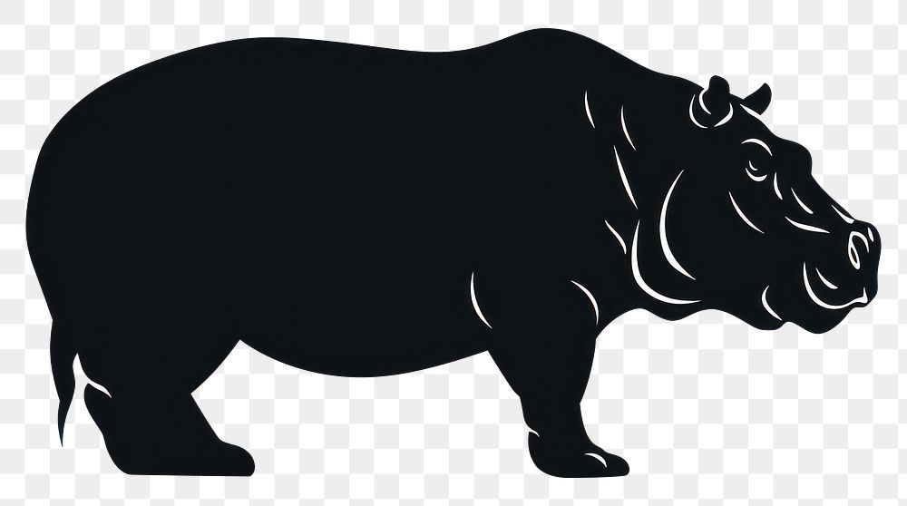 PNG Hippo silhouette clip art wildlife animal mammal.