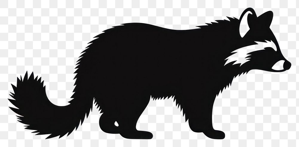 PNG Raccoon silhouette clip art animal mammal white background.