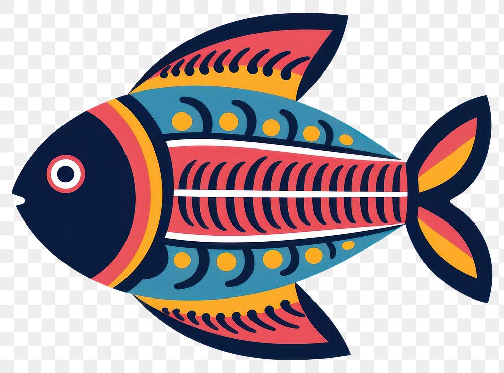 PNG  Vector fish impressionism animal white background striped.