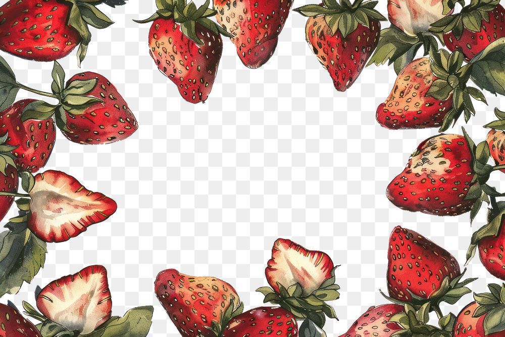 PNG Vintage illustration strawberries strawberry fruit plant.