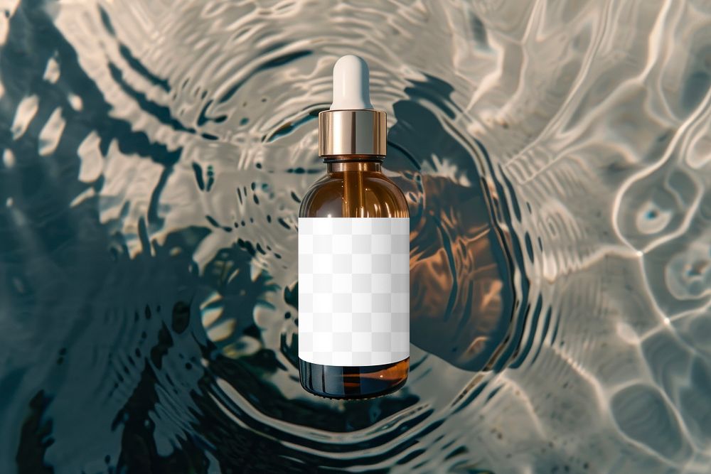 PNG dropper bottle label mockup, transparent design