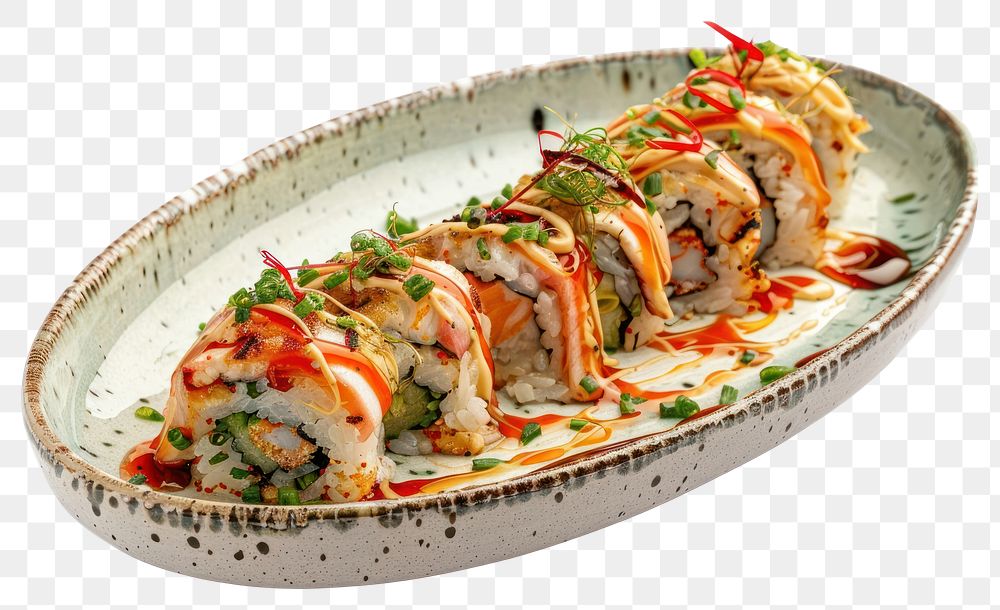 PNG California roll sushi dish plate food.