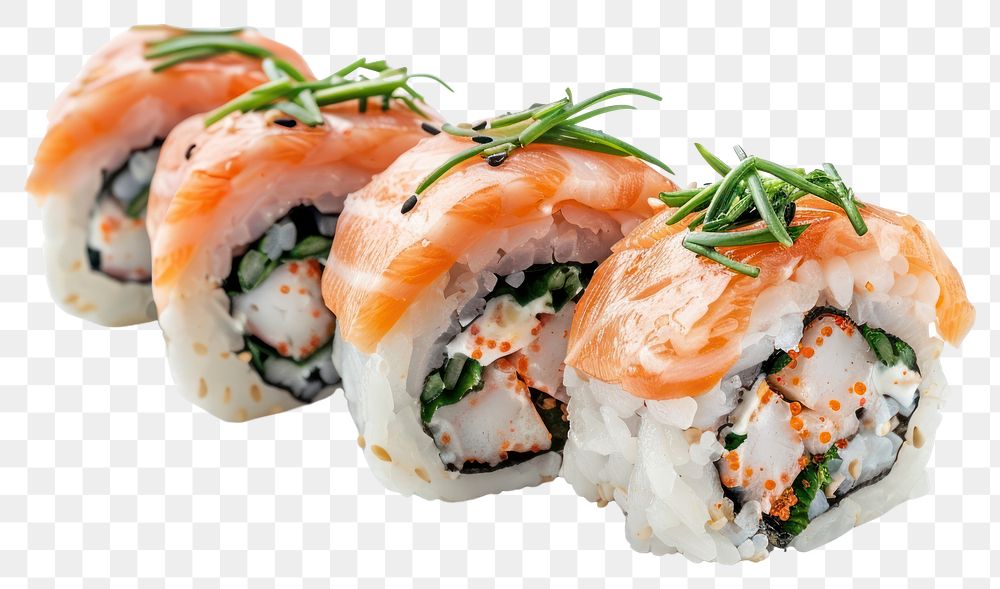 PNG California roll sushi rice food meal.