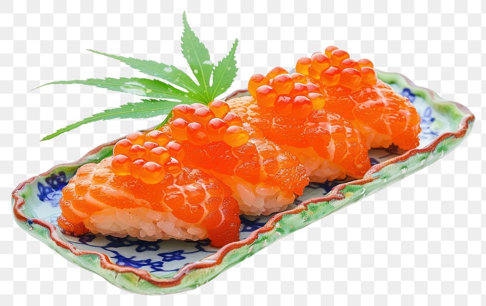 PNG Ikura gunkan sushi dish plate food.