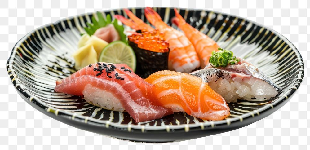 PNG Maguro nigiri sushi dish seafood salmon.