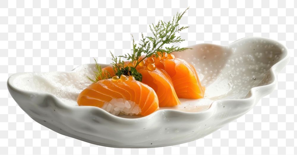 PNG Sake nikiri sushi seafood plate dish.