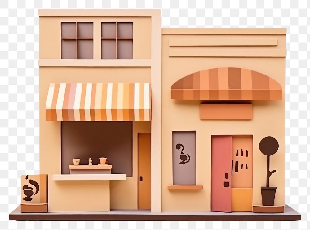 PNG Coffee shop toy architecture dollhouse.