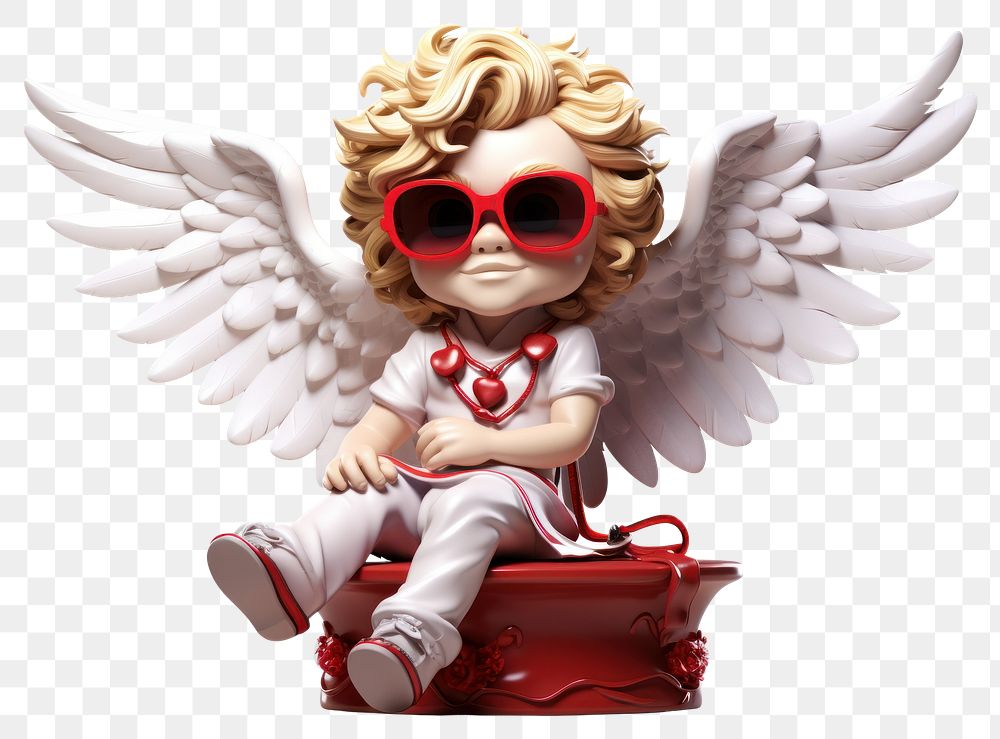 PNG Cupid statue with sunglasses angel cute toy.