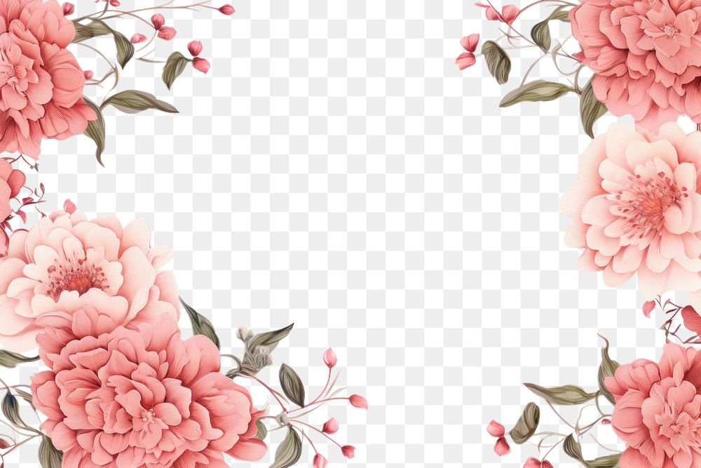 PNG  Floral border Risograph style backgrounds pattern flower.