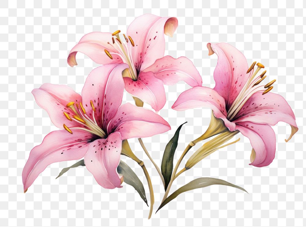 PNG Pink lilys border blossom flower plant
