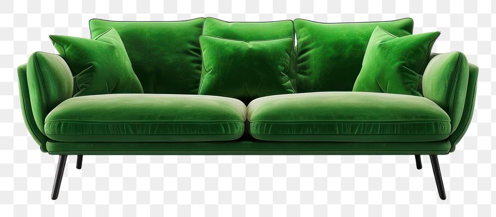 PNG Modern green sofa furniture cushion white background