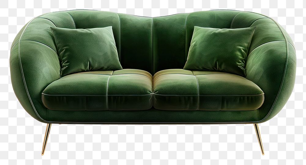 PNG Modern green sofa furniture armchair cushion