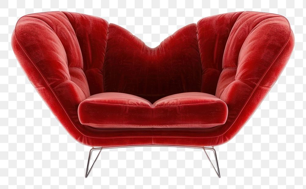 PNG Red heart shape sofa furniture armchair cushion.