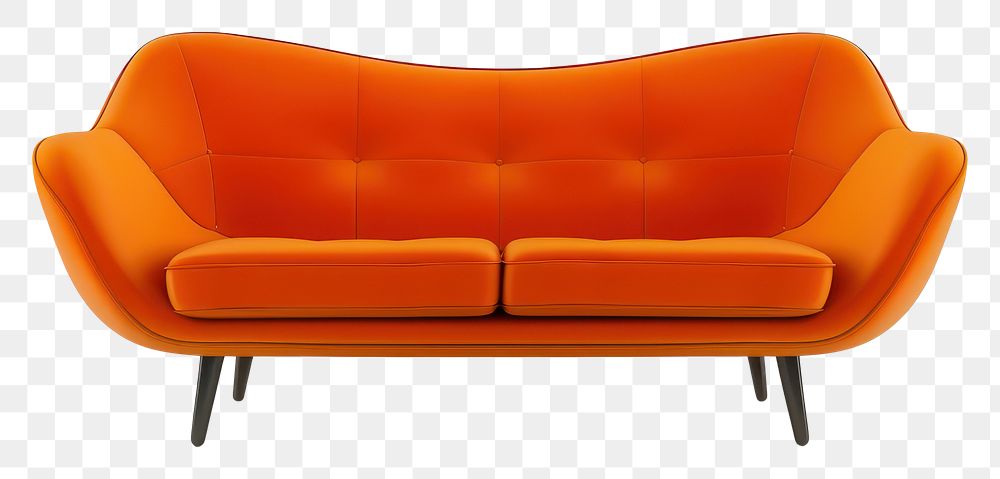 PNG Orange sofa furniture chair white background.