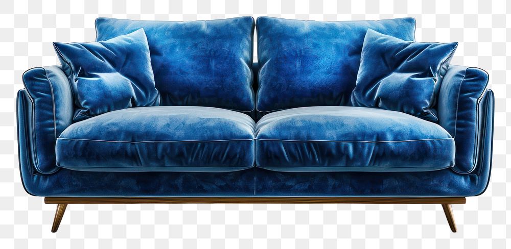 PNG Blue sofa furniture cushion pillow.