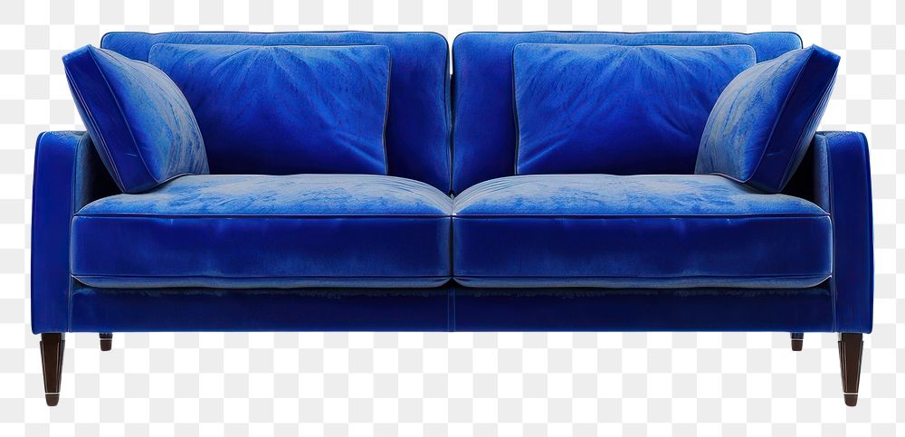 PNG Blue sofa furniture cushion white background
