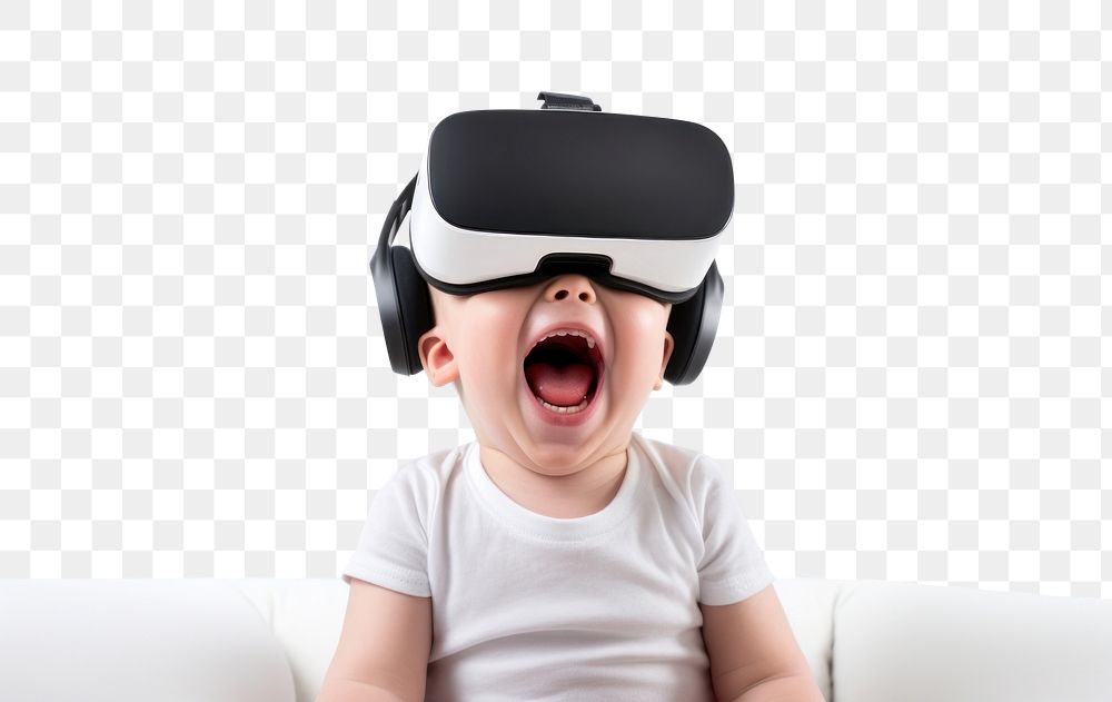 PNG Baby boy VR-headset human technology portrait.