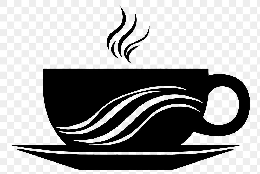 PNG Silkscreen of hot tea saucer coffee drink.