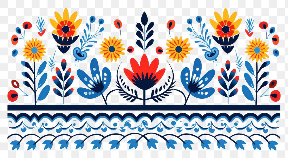 PNG  Vector flower border impressionism art graphics pattern.