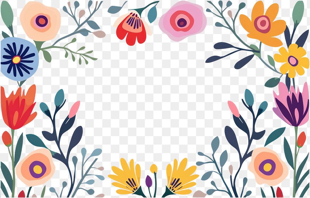 PNG  Vector flower frame impressionism art graphics pattern.