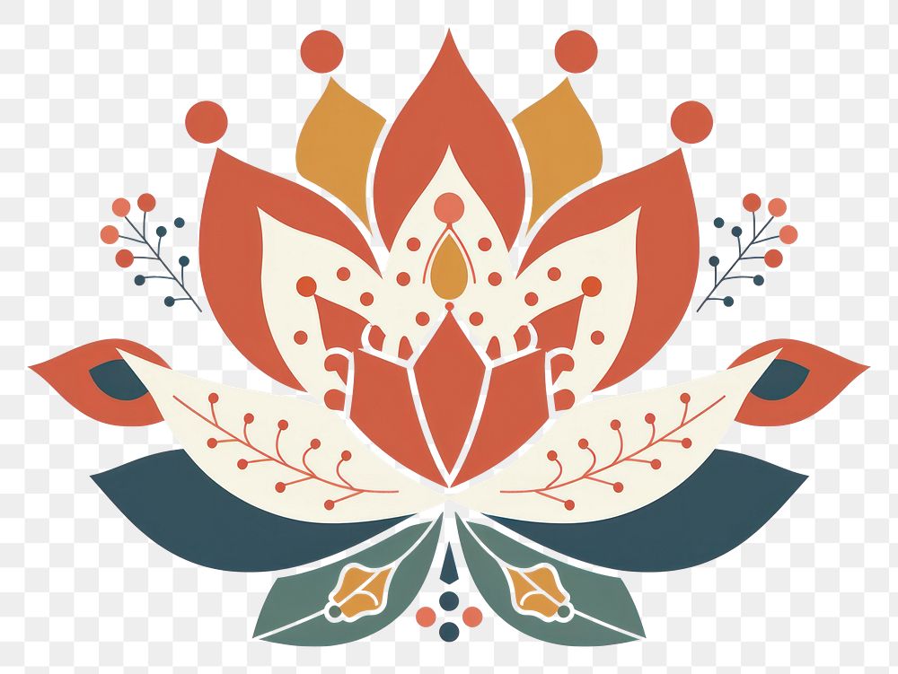 PNG  Flower indian motif graphics pattern dessert.