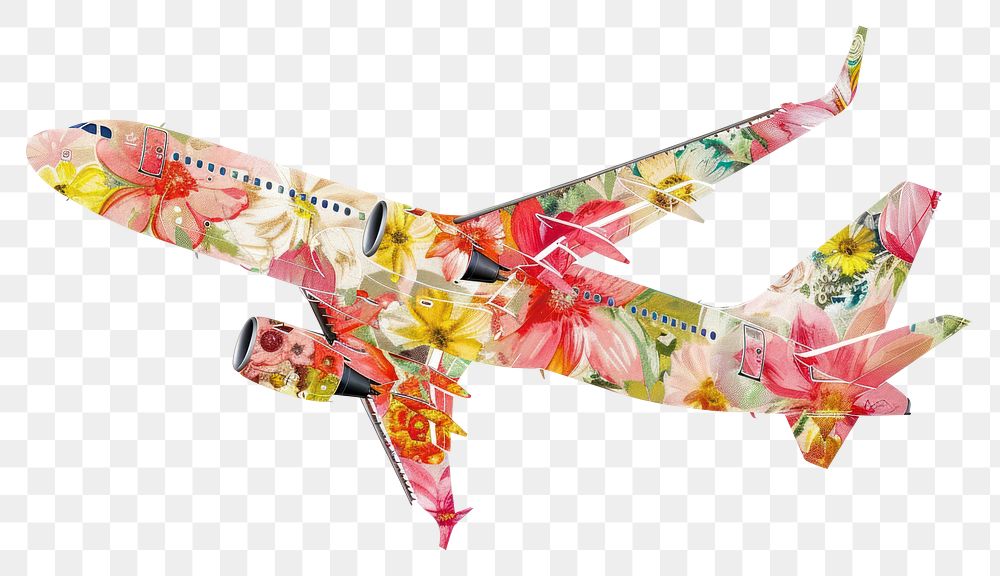 PNG  Flower Collage Airplane airplane transportation appliance.
