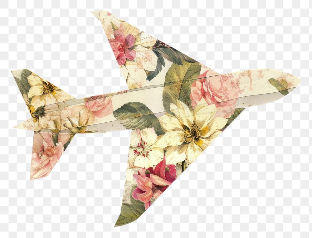 PNG  Flower Collage Paper plane paper origami person.