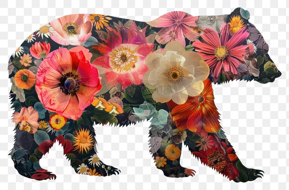 PNG  Flower Collage Bear pattern flower bear.