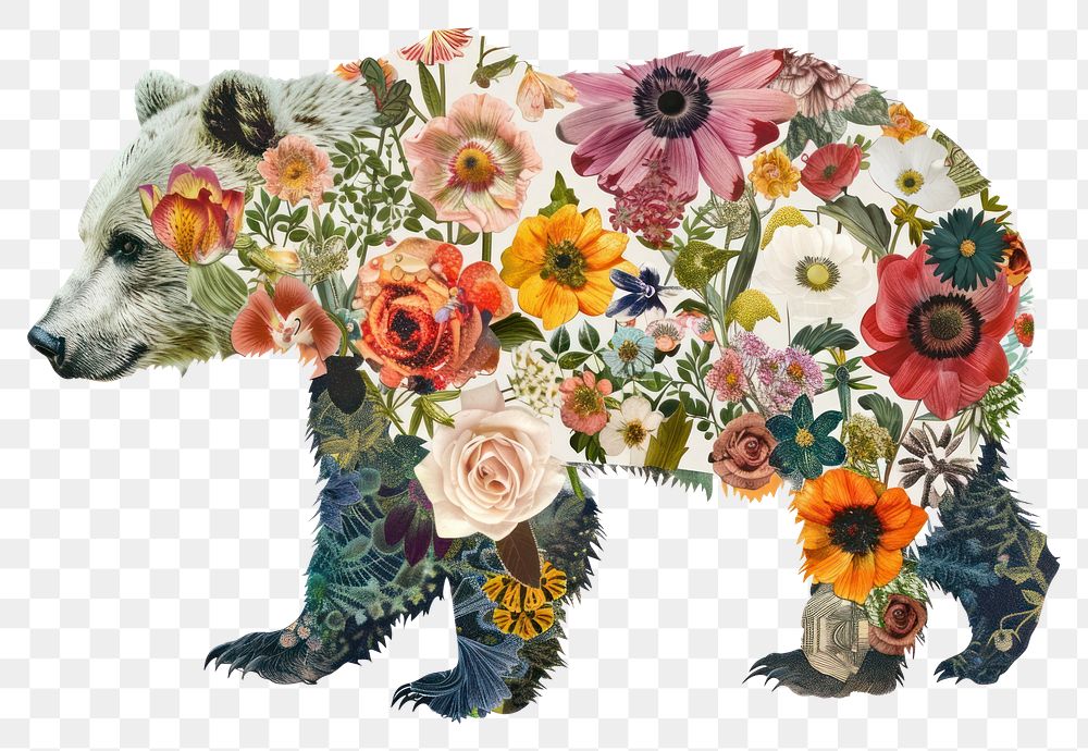 PNG  Flower Collage Plar bear pattern flower graphics.