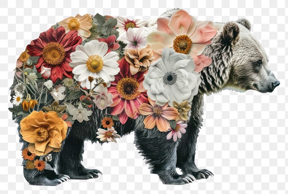 PNG  Flower Collage Plar bear flower wildlife blossom.