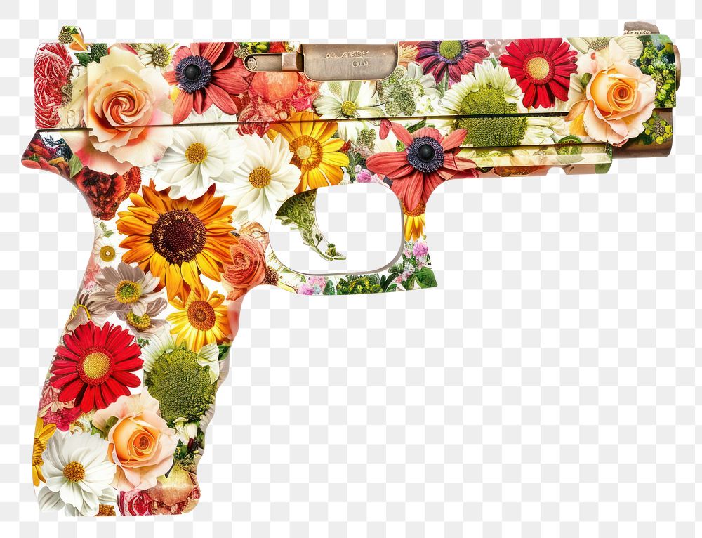 PNG  Flower Collage Gun pattern flower gun.