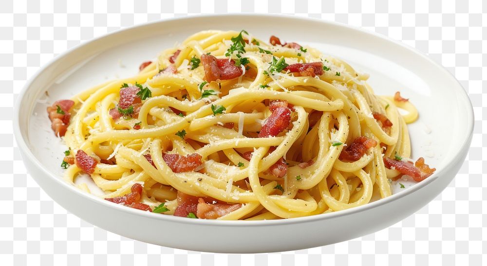 PNG Carbonara spaghetti pasta plate.